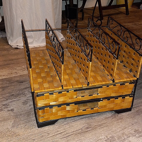 Large Tiki HUT boho desk/art supplyorganizer .metal whicker